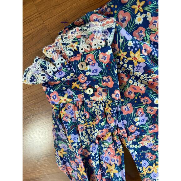 Anthropologie Caballero Floral Ruffle Lace Long Sleeve Button Down, XL NWT - Picture 5 of 8